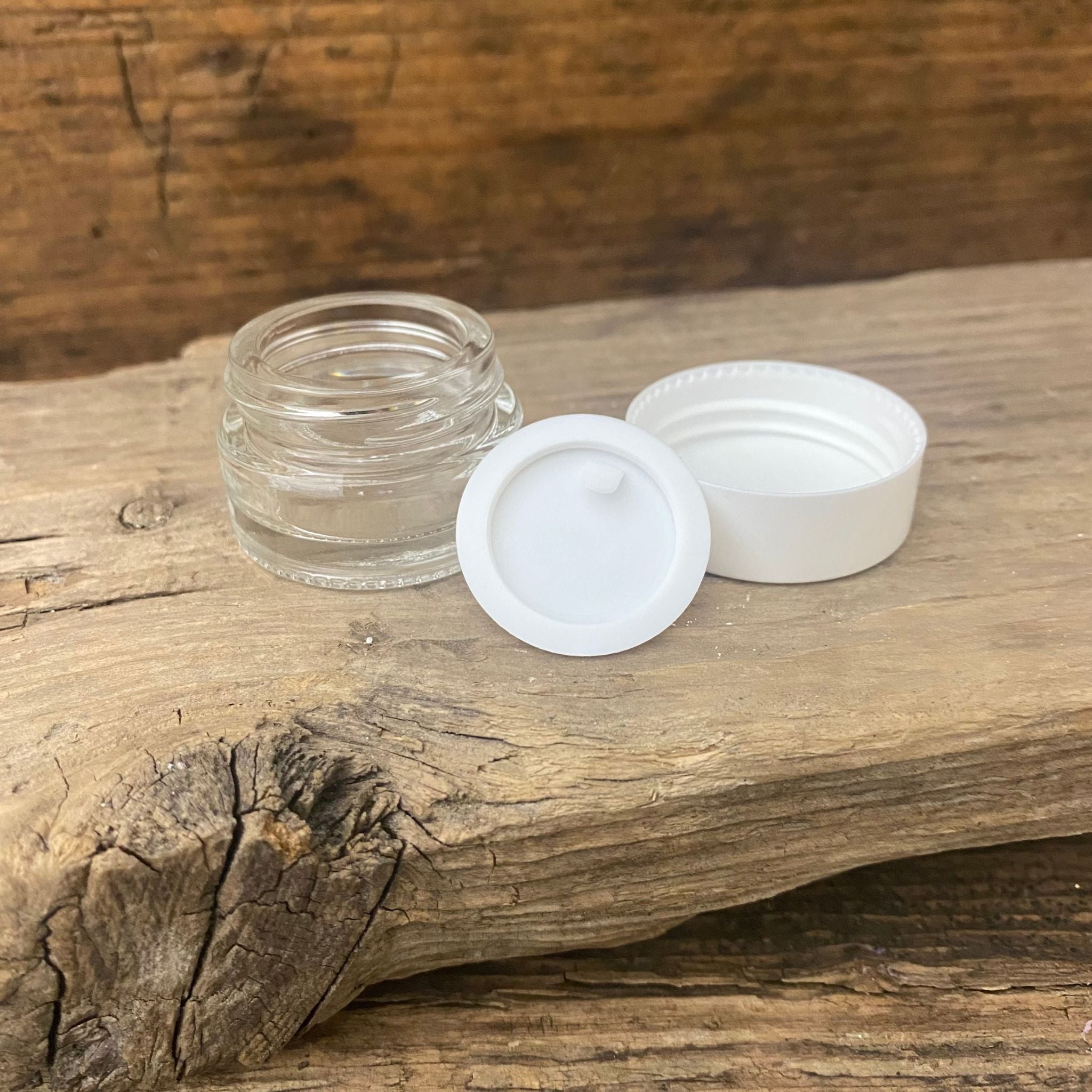 Glastiegel 5 ml, Deckel weiß