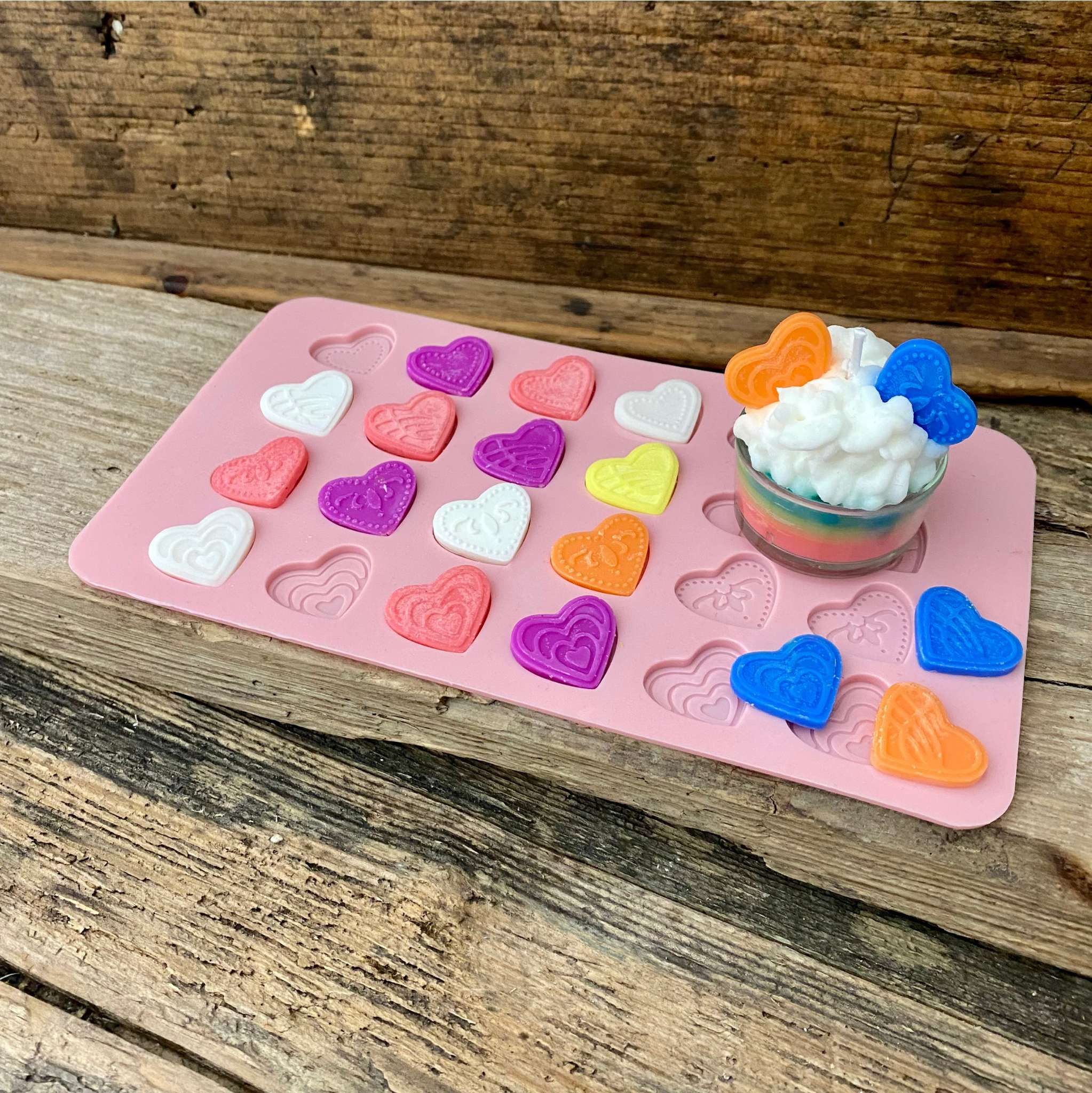 Silikonform rosa Miniherzen